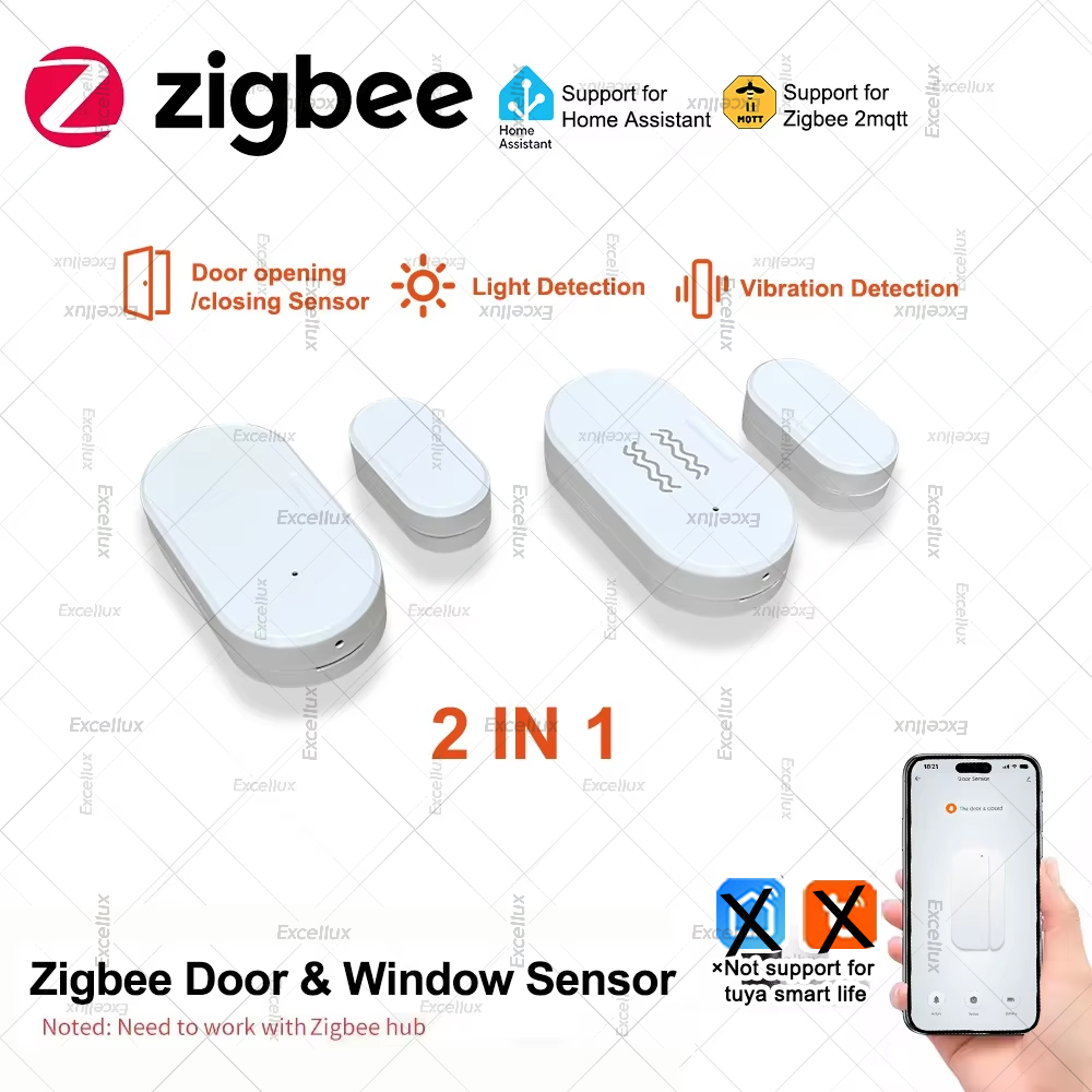 Smart Home Certification - Zigbee 3.0 ドア窓センサー輝度/振動センサースマートホームセキュリティ保護警報ドア開閉検出器