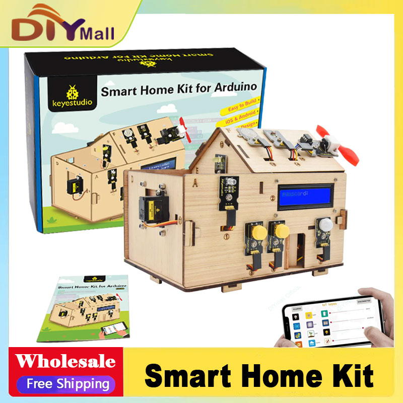 Smart Home Kit For Arduino - Keyestudio スマートIoTホームキット（PLUSボード搭載）Arduinoスターターキット DIYプロジェクト STEMプログラミング ホームオートメーション用