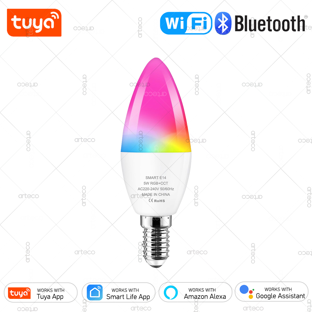 Smart Home Furniture - Tuya E14 キャンドルランプスマートライフアプリ制御スマート電球 WiFi または Bluetooth