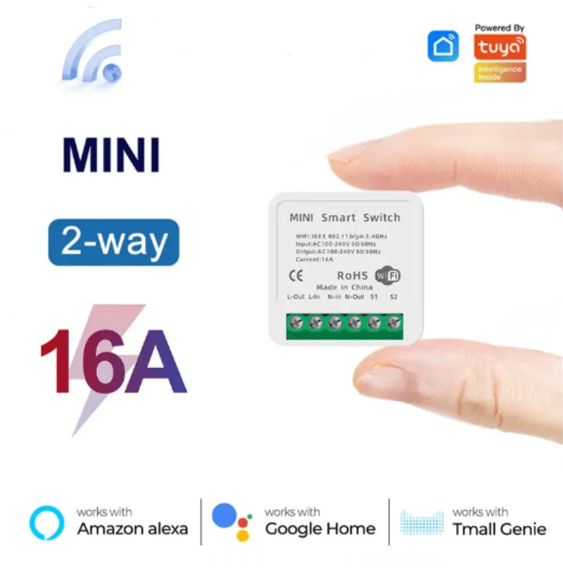 Smart Home Proxmox - Tuya mini 16a wifiスイッチスマートライフアプリ2ウェイコントロールスマートホームオートメーションモジュール割り込み作業用alexa google home