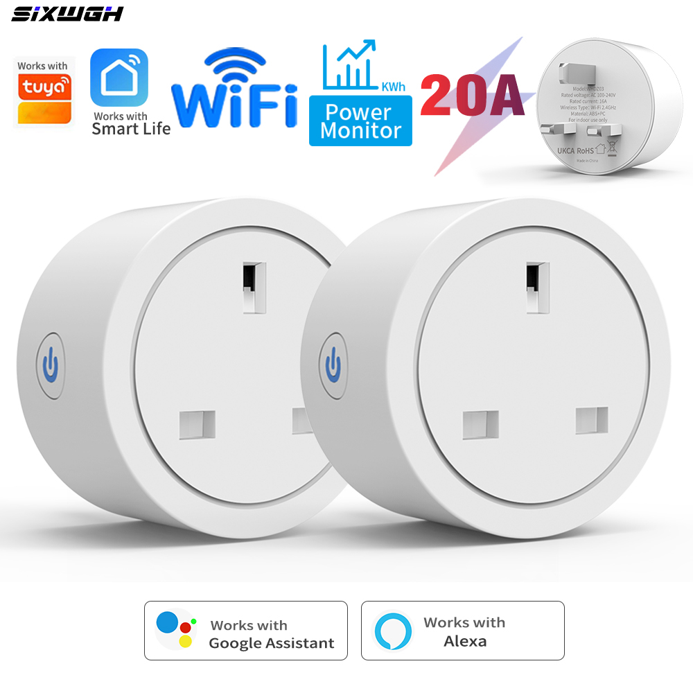 Smart Home Or Smart Home - 20A Tuya WiFiスマートUKプラグソケット、エネルギー監視、タイマー＆カウントダウン機能付き、Smart Lifeアプリ、Alexa、Google Home対応
