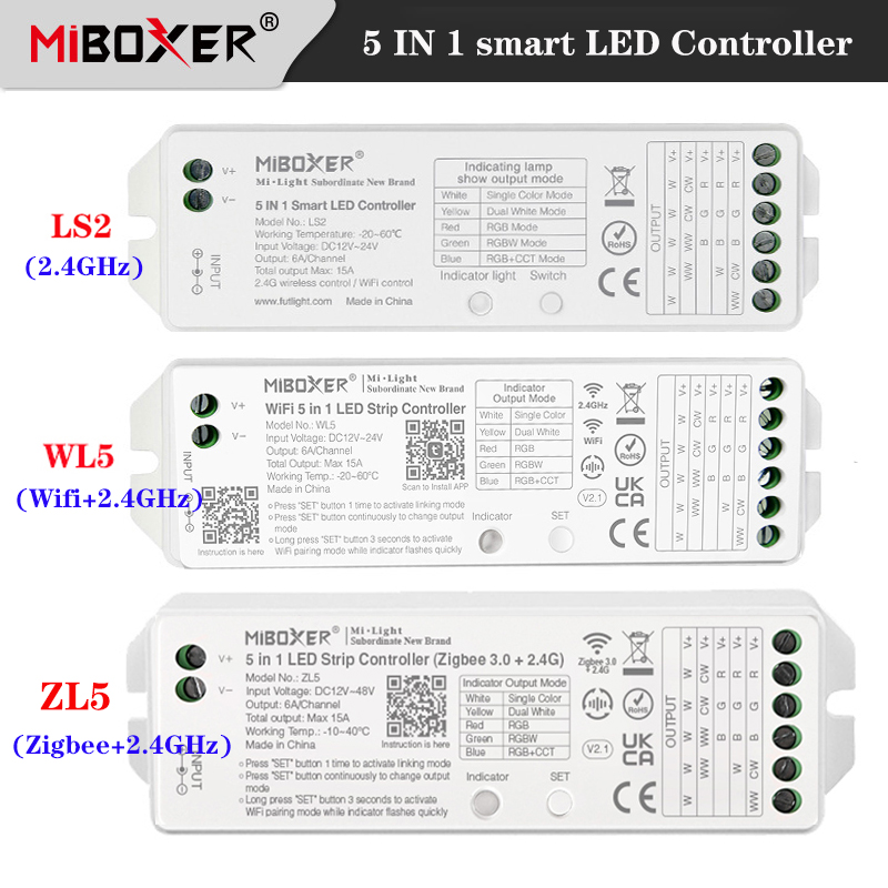 Alexa Compatible Bulb - Miboxer-ledコントローラー,5 in 1,l5, zigbee 2.4g, wl5,