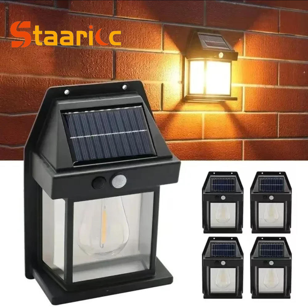 Motion Sensor Light - 屋外ソーラータングステンウォールライト、モーションセンサー付きIP65防水LED安全灯、パティオ、屋外デッキ、ポーチ、納屋、ガレージ用