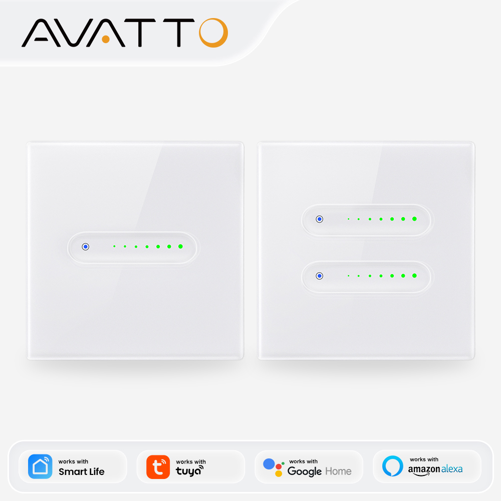 Smart Home Proxmox - AVATTO WiFi 1/2 ギャングスマート調光スイッチ、EU 調光ライトスイッチタッチガラスパネル制御 Tuya
