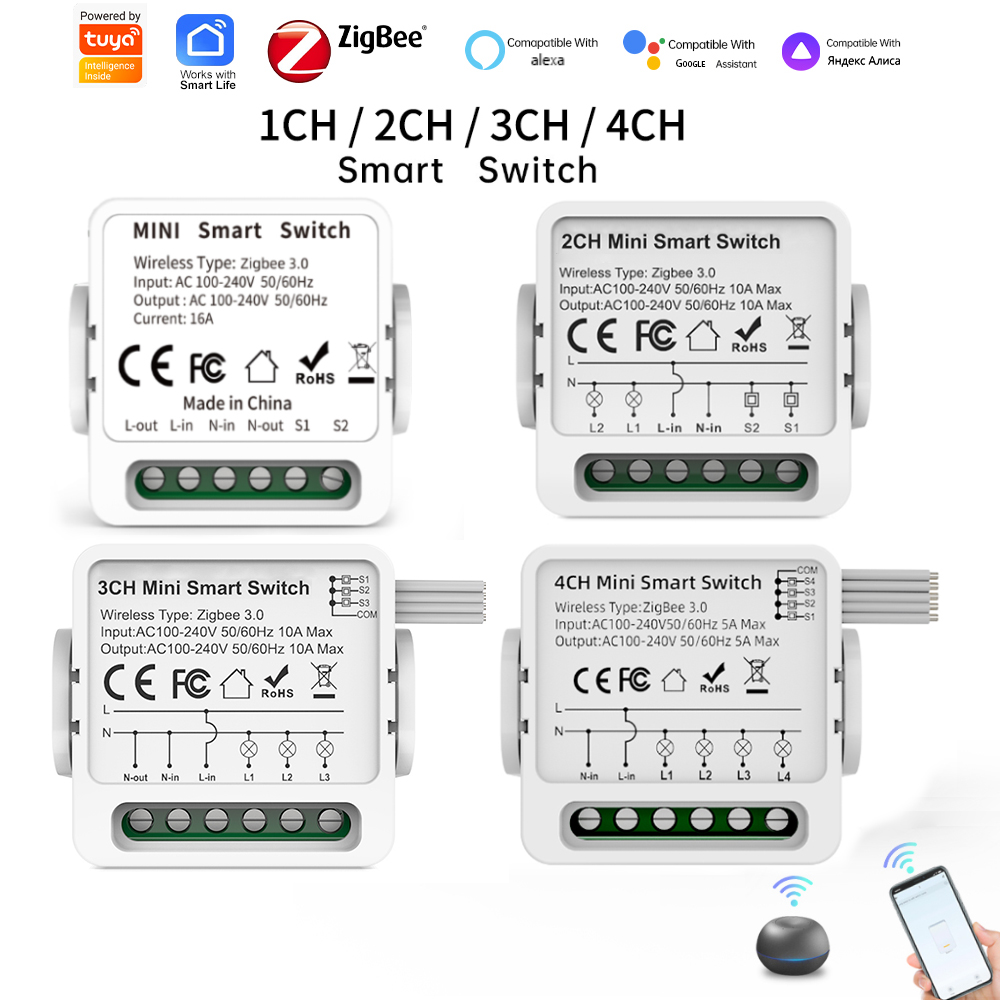 Smart Home Simple - Tuya Zigbee 3.0 スマートスイッチ 1/2/3/4ウェイ ミニスマートライトブレーカー