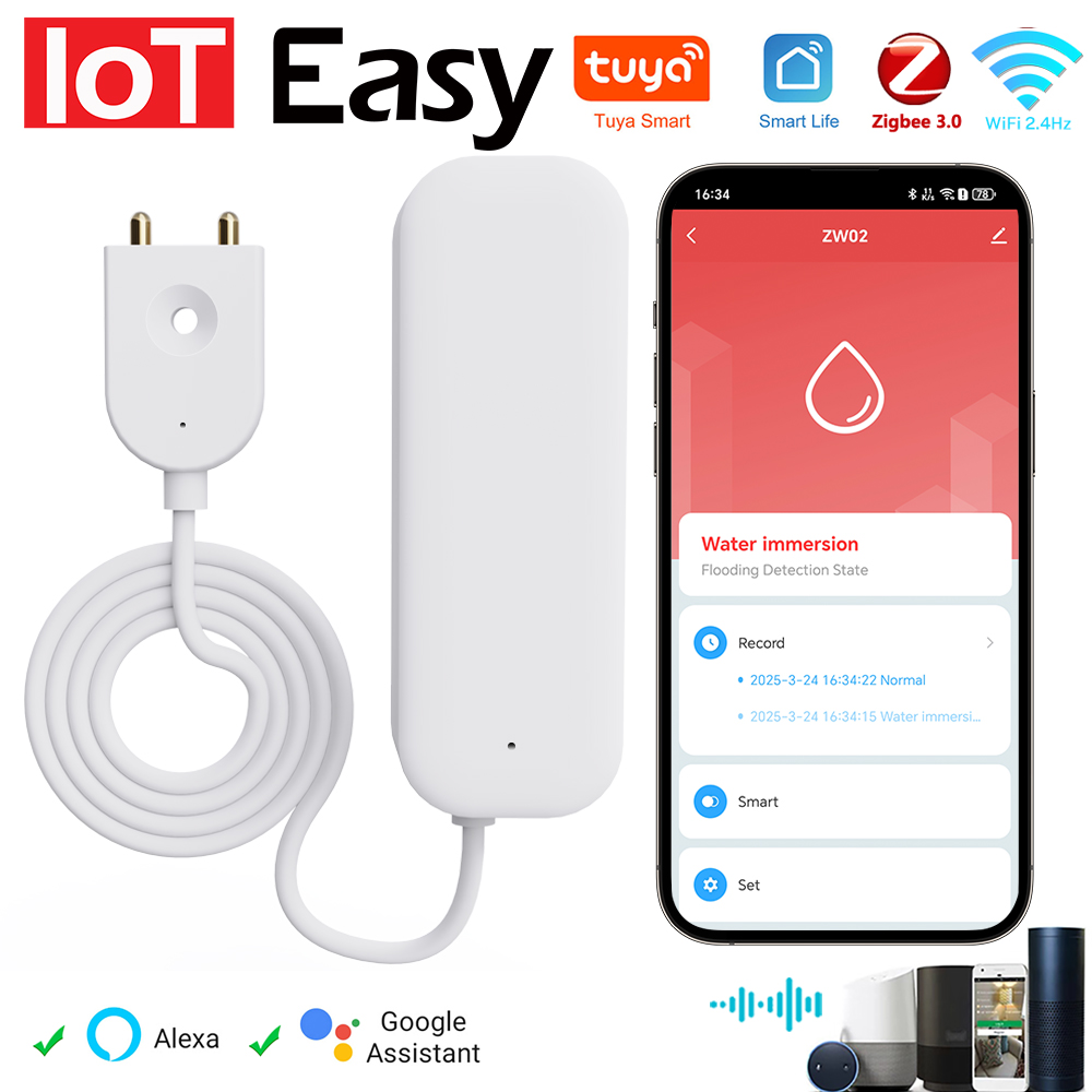 Smart Home Proxmox - Tuya WiFi ZigBee 水センサー漏れ警報洪水漏水検知器スマートホーム APP リモコンセキュリティ保護サポート