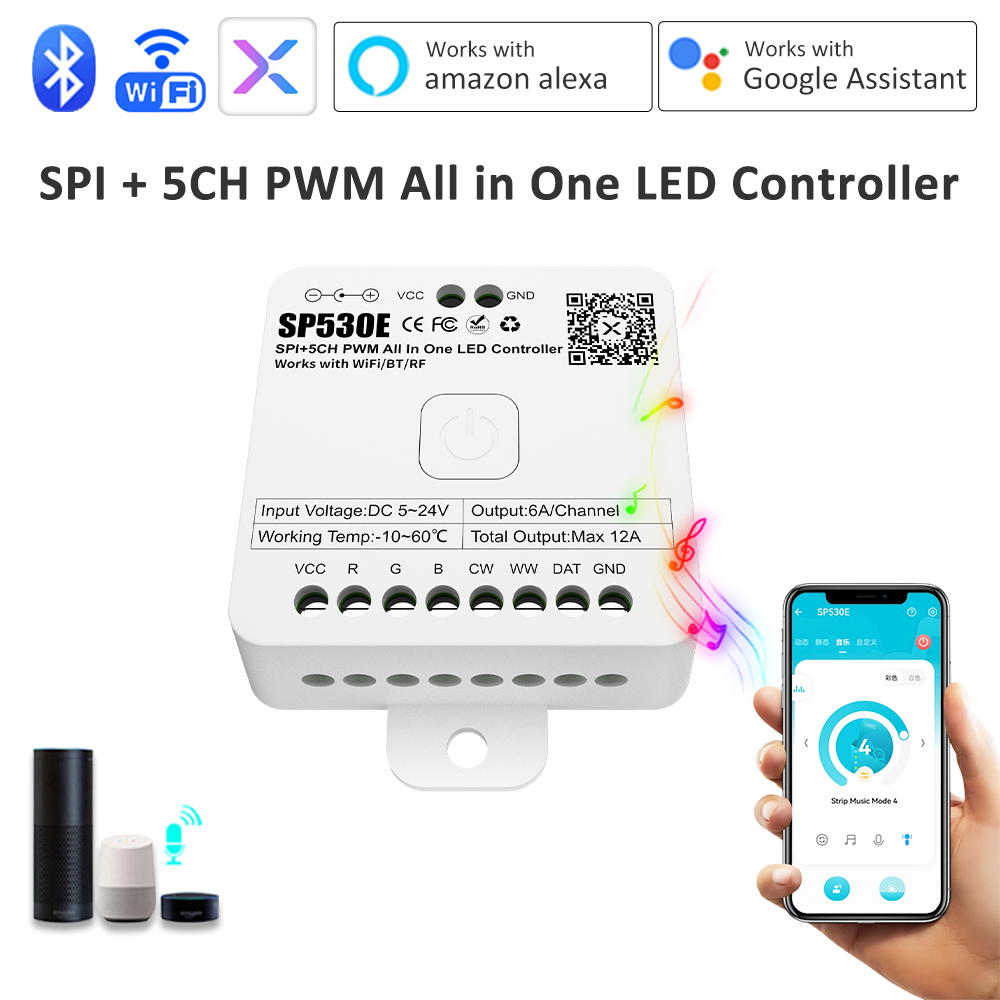 Alexa Compatible Bulb - SP530E オールインワンLEDコントローラー 12V 24V 5V Wifi