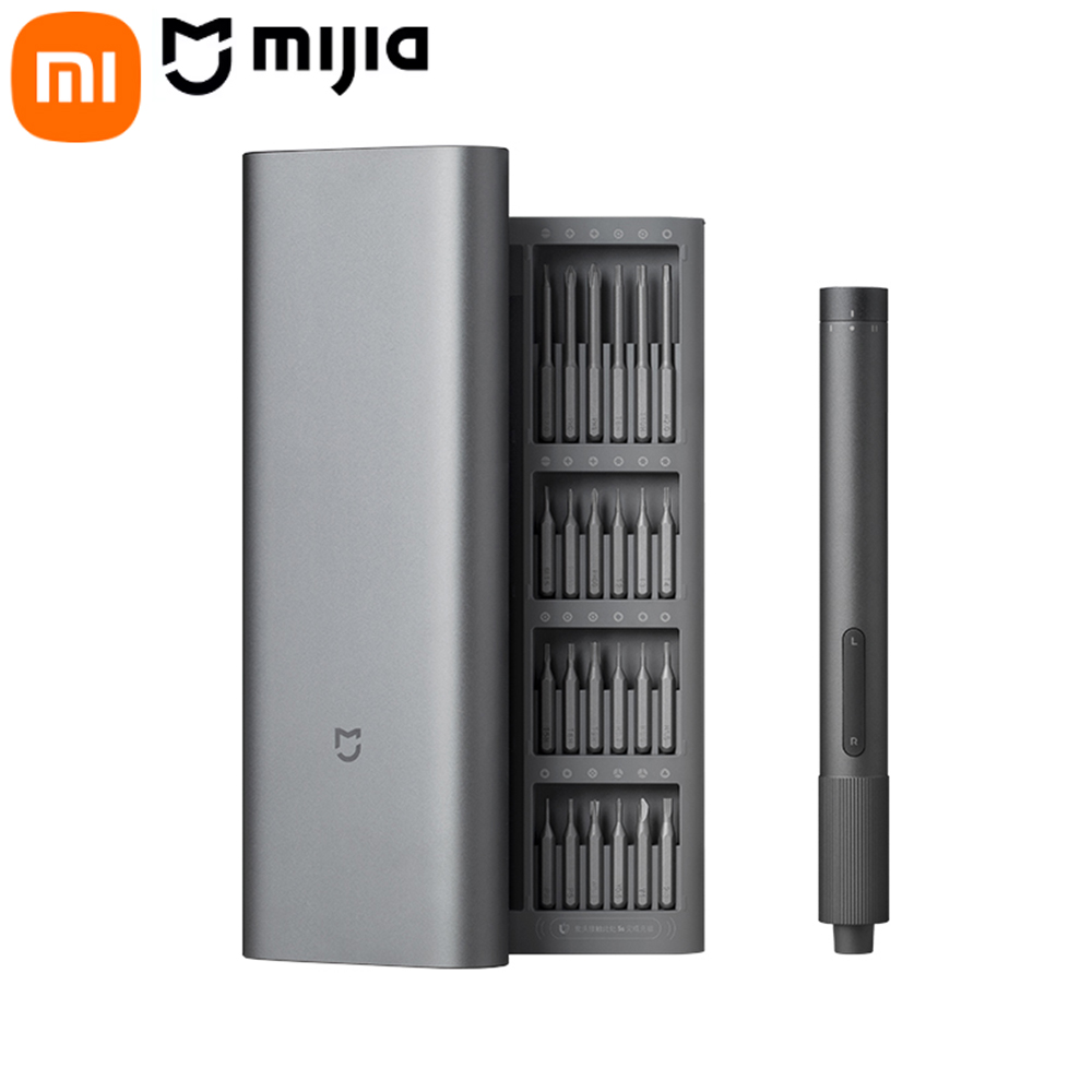 Smart Home Xiaomi Kit - Xiaomi Mijia電動精密ドライバーキット、24個の磁気ネジヘッド付き、スマートホーム、PC、携帯電話の修理用電動工具セット