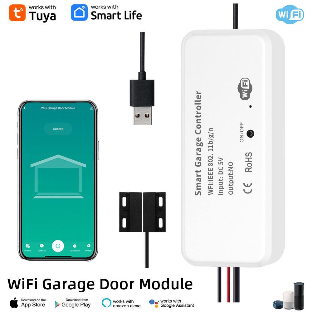 Smart Home Hub - ガレージドアオープナー,スマートフォンリモートコントロール,Tuya,スマートライフ,アプリコントローラー,alexaおよびGoogleアシスタントのサポート,ハブは不要,dc5v