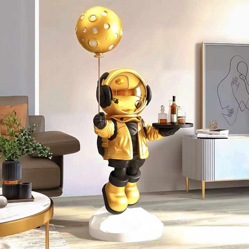 Smart Home Decor - 大型クリエイティブ宇宙飛行士フロアスタンド型収納オーナメント、スマートホームデコレーション、Bluetoothスピーカー機能付き
