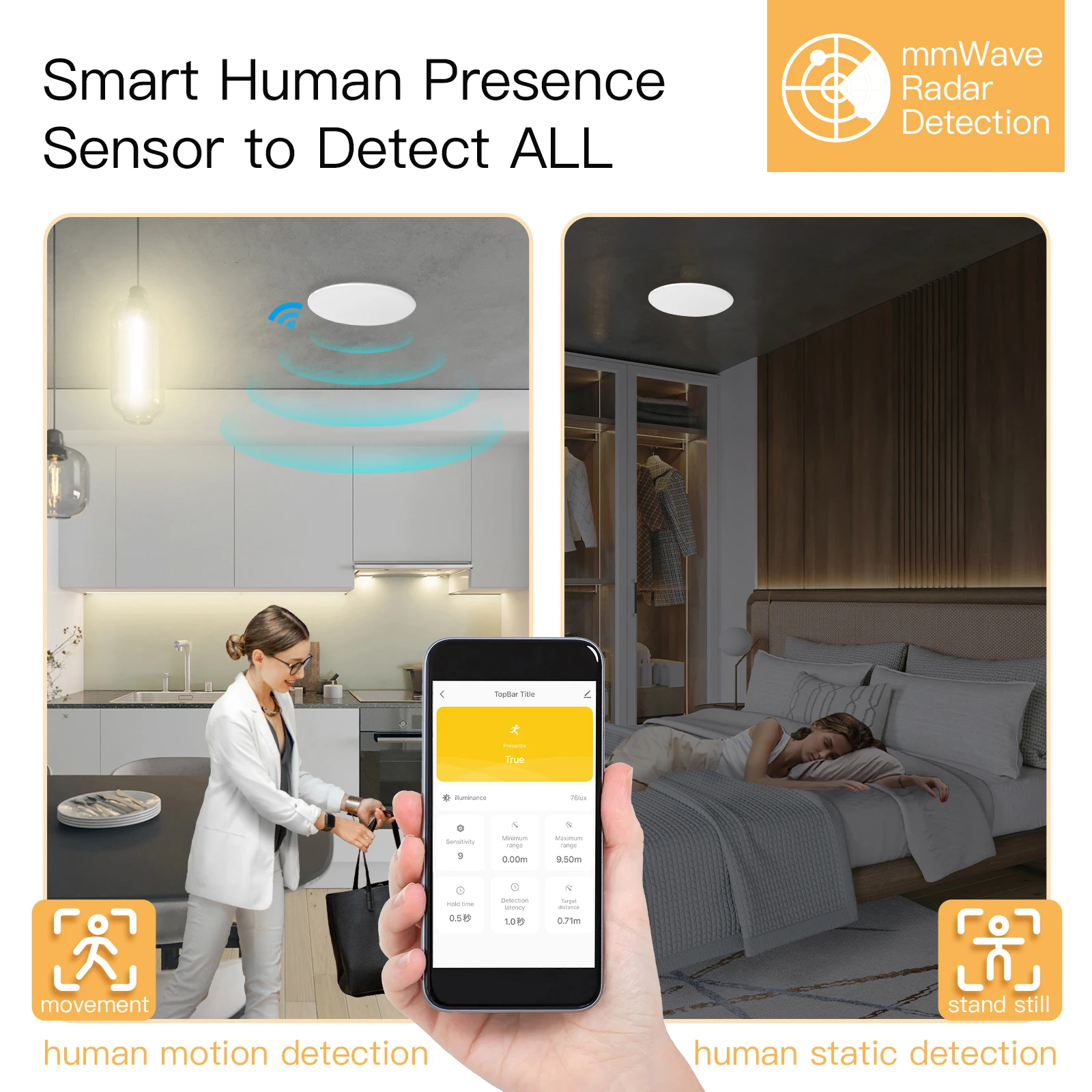 Tuya-インテリジェントな人間の存在検出器,2 in 1レ - Smart Home Wiser のレビューと価格