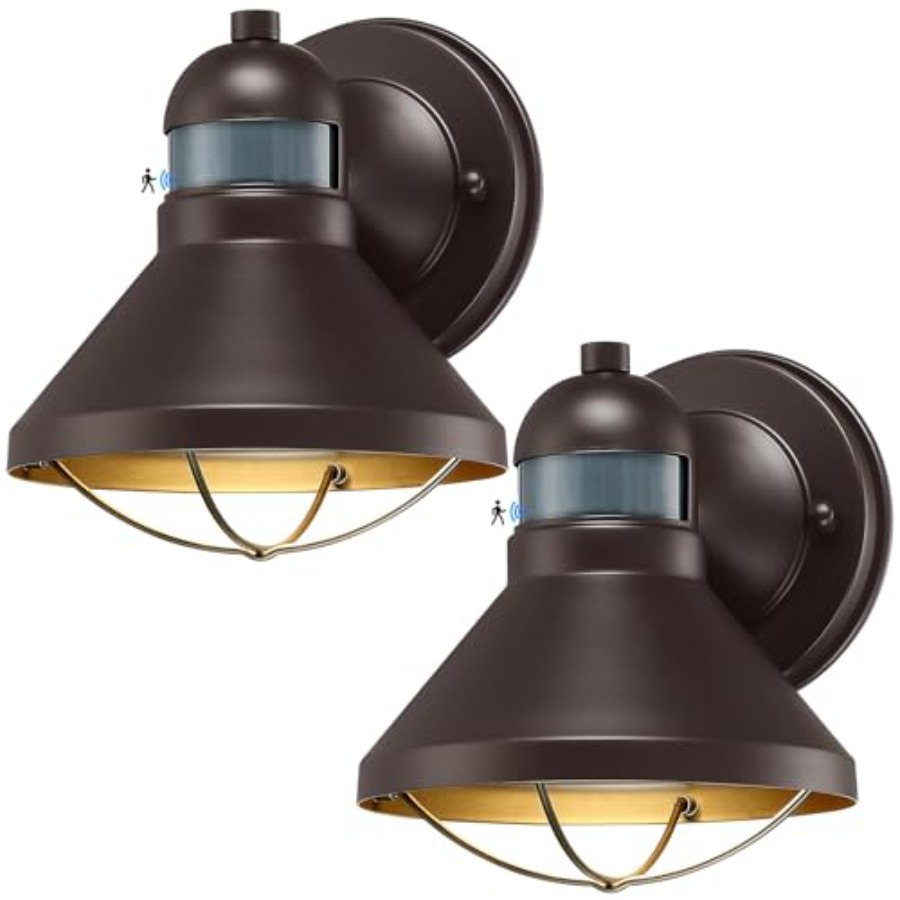2個パック モーションセンサー付き屋外LEDウォールスコンス - Motion Sensor Light のレビューと価格