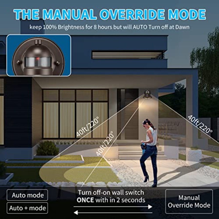 2個パック モーションセンサー付き屋外LEDウォールスコンス - Motion Sensor Light のレビューと価格