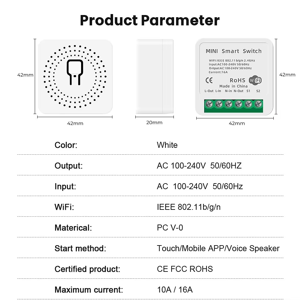Tuya mini 16a wifiスイッチスマートライフア - Smart Home Proxmox のレビューと価格