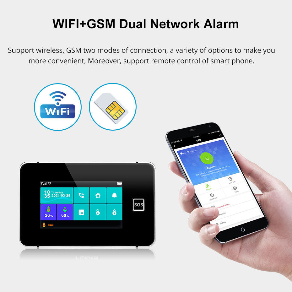 KERUI G60B WIFI GSM 警報システム 4.3 - Smart Home Dashboard のレビューと価格