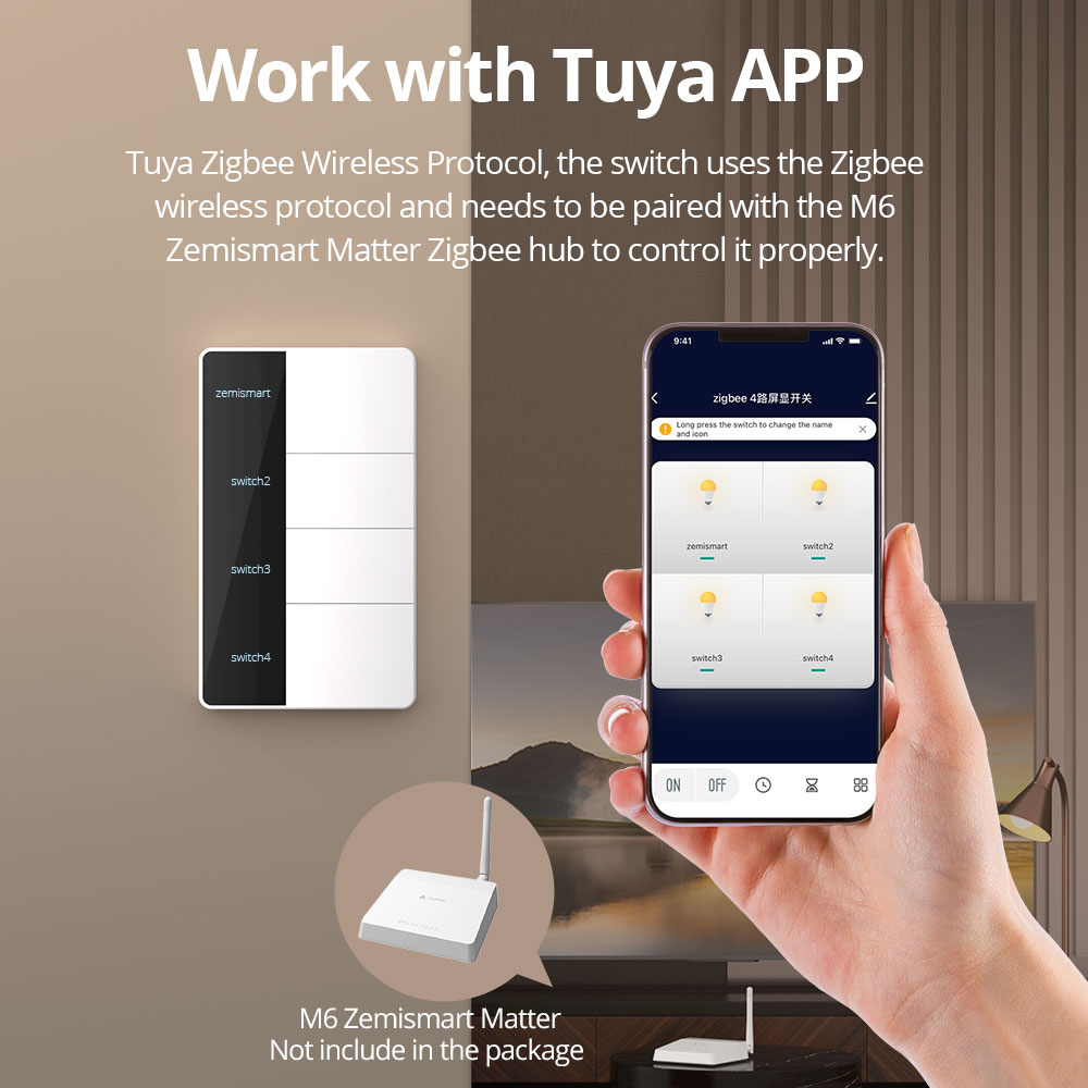 1234 Gang USタイプZigbeeプッシュライトスイ - Smart Home Hub のレビューと価格
