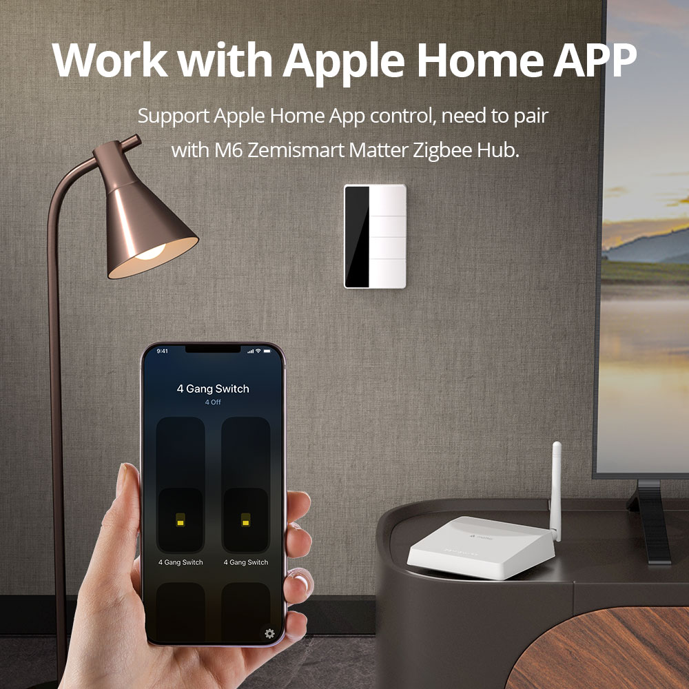 1234 Gang USタイプZigbeeプッシュライトスイ - Smart Home Hub のレビューと価格