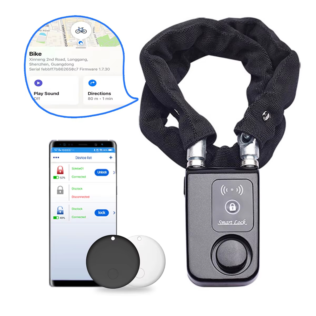 110dBアラーム付きバイクチェーンロック、AirTagスロ - Smart Home Dashboard のレビューと価格