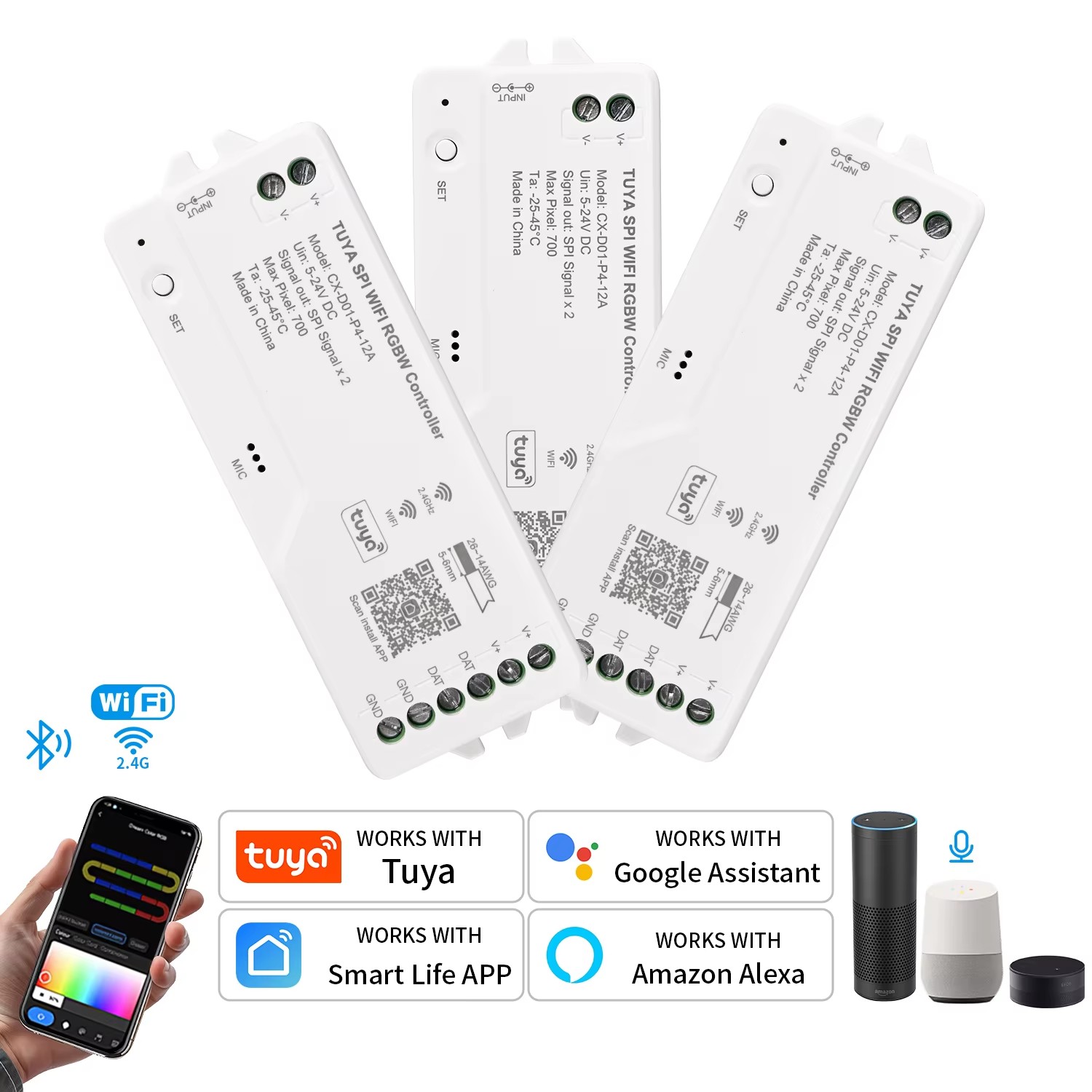 Tuya Wifi LED SPI RGBIC RGBWIC - Alexa Compatible Bulb のレビューと価格