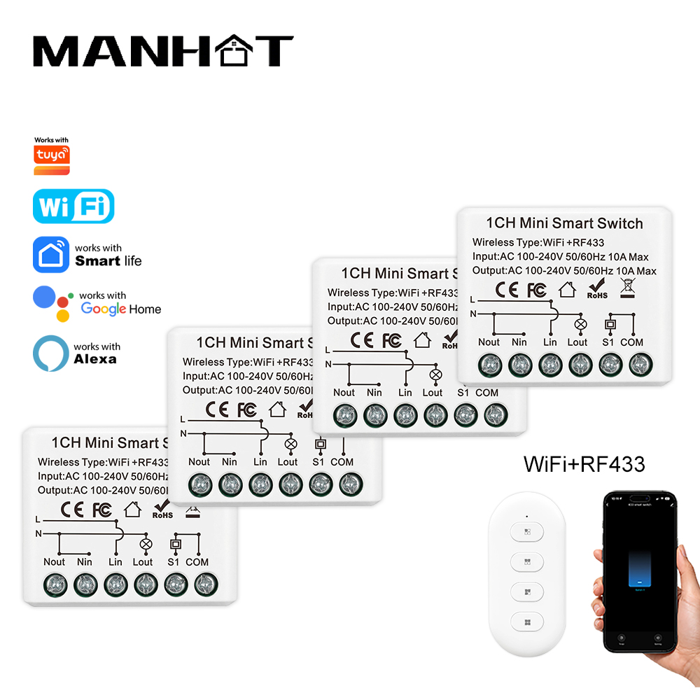 10A ミニ WIFI スマートスイッチ RF433Mhz  - Smart Home Proxmox のレビューと価格
