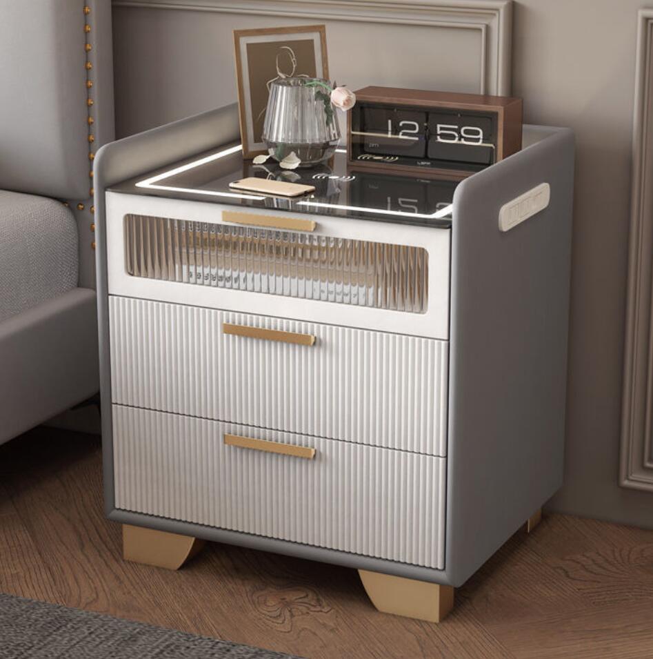 モダンな軽量木製ロックパネルベッドサイドテーブル、ワイヤレス - Smart Home Furniture のレビューと価格